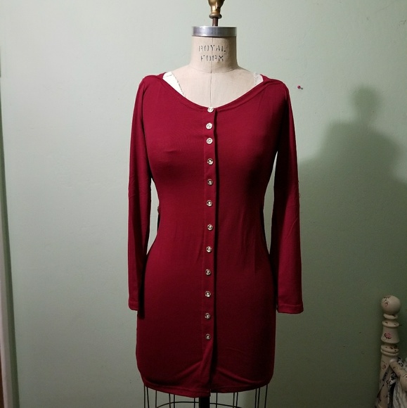 Burgundy Long Sleeve dress - Picture 3 of 4
